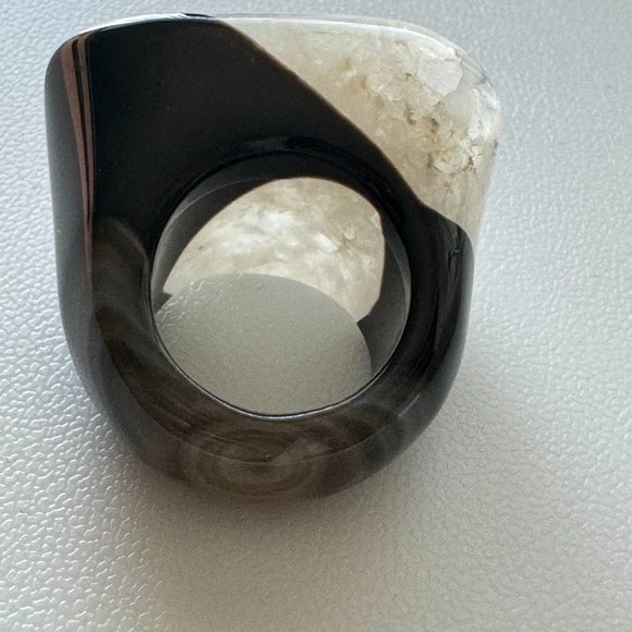 Natural Quartz Ring, White & Brown | Size 6.5 | NWT - Picture 4 of 7